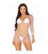 LEG AVENUE VESTIDO DE REJILLA MANGA LARGA BLANCO TALLA aNICA