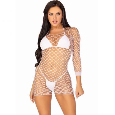 LEG AVENUE VESTIDO DE REJILLA MANGA LARGA BLANCO TALLA aNICA