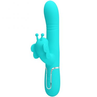 PRETTY LOVE VIBRADOR RABBIT MULTIFUNCIaN 4 EN 1 MARIPOSA VERDE AGUA