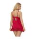 SUBBLIME BABYDOLL SATINADO CON ENCAJE ROJO S M