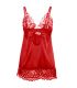 SUBBLIME BABYDOLL SATINADO CON ENCAJE ROJO S M