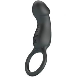 PRETTY LOVE TRAE ANILLO VIBRADOR CON ESTIMULADOR NEGRO