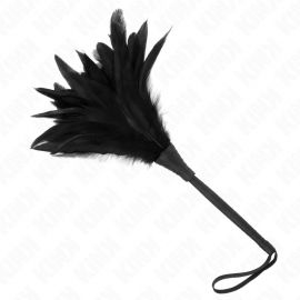 KINK PLUMAS DE POLLO PARA COSQUILLAS CON FORMA CUERNO DE CRIADA NEGRO 36 CM