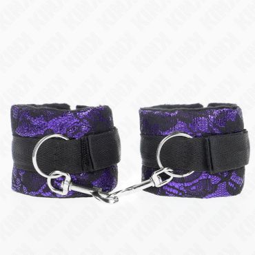 KINK MUaEQUERAS CORTAS DE ENCAJE TERCIOPELO Y UNIaN DE NYLON VIOLETA NEGRO 23 X 65 CM