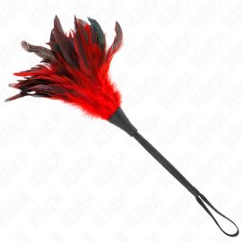 KINK PLUMAS DE POLLO PARA COSQUILLAS CON FORMA CUERNO DE CRIADA ROJO 36 CM