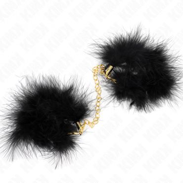 KINK ESPOSAS DE PLUMAS NEGRO CON CADENA DORADA MODELO 2