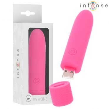 INTENSE SYMONE BALA VIBRADORA RECARGABLE POR USB 8 VIBRACIONES ROSA 10 X 22 CM