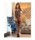 SUBBLIME 952136 BODYSTOCKING CROTCHLESS DE REJILLA CON DETALLES FLORALES Y CUELLO HALTER NEGRO TALLA aNICA