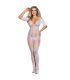 SUBBLIME 951818 BODYSTOCKING CROTCHLESS DE REJILLA CON PATRaN DE ROSAS BLANCA TALLA aNICA