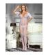 SUBBLIME 951818 BODYSTOCKING CROTCHLESS DE REJILLA CON PATRaN DE ROSAS BLANCA TALLA aNICA