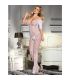 SUBBLIME 951818 BODYSTOCKING CROTCHLESS DE REJILLA CON PATRaN DE ROSAS BLANCA TALLA aNICA