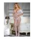 SUBBLIME 951818 BODYSTOCKING CROTCHLESS DE REJILLA CON PATRaN DE ROSAS BLANCA TALLA aNICA