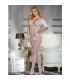 SUBBLIME 951818 BODYSTOCKING CROTCHLESS DE REJILLA CON PATRaN DE ROSAS BLANCA TALLA aNICA