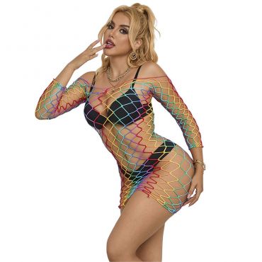 SUBBLIME 952426 VESTIDO DE REJILLA MANGA LARGA ARCOIRIS TALLA aNICA