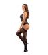 SUBBLIME 952099 BODYSTOCKING DE REJILLA CON LIGUEROS Y DETALLES FLORALES NEGRO TALLA aNICA