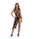 SUBBLIME 952129 BODYSTOCKING DE REJILLA CON DISEaO DE VESTIDO Y DETALLES FLORALES NEGRO TALLA aNICA