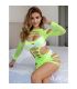 SUBBLIME 952280 VESTIDO DE REJILLA ELSTICO MANGA LARGA VERDE TALLA aNICA