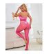 SUBBLIME 952389 BODYSTOCKING CROTCHLESS DE REJILLA Y ENCAJE CON CUELLO ALTO ROSA TALLA aNICA