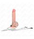 KINK ANILLO PENE TRIPLE METAL CROMADO 3 CM A 45 CM CON CADENA METAL 26 CM Y PINZAS PARA PEZONES