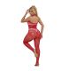 SUBBLIME 952372 BODYSTOCKING CROTCHLESS DE REJILLA Y ENCAJE CON CUELLO ALTO ROJO TALLA aNICA