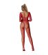 SUBBLIME 952419 BODYSTOCKING DE REJILLA CON DIAMANTES MANGA LARGA ROJO TALLA aNICA