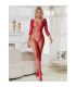 SUBBLIME 952419 BODYSTOCKING DE REJILLA CON DIAMANTES MANGA LARGA ROJO TALLA aNICA