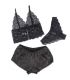 SUBBLIME 953911 CAMISaN DE SEDA Y ENCAJE PANTIES NEGRO S M