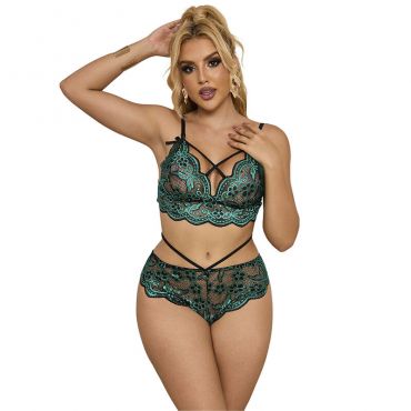 SUBBLIME 954086 SUJETADOR PANTIES ENCAJE VERDE S M