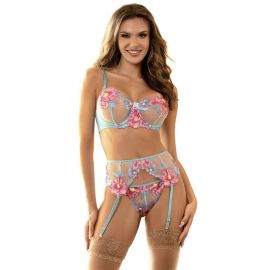 SUBBLIME 954109 SUJETADOR PANTIES CON LIGUERO DISEaO FLORAL AZUL S M