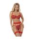 SUBBLIME 954338 SUJETADOR TANGA LIGUEROS ESTAMPADO DE CORAZONES ROJO L XL