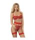 SUBBLIME 954338 SUJETADOR TANGA LIGUEROS ESTAMPADO DE CORAZONES ROJO L XL