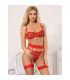 SUBBLIME 954338 SUJETADOR TANGA LIGUEROS ESTAMPADO DE CORAZONES ROJO L XL