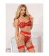 SUBBLIME 954338 SUJETADOR TANGA LIGUEROS ESTAMPADO DE CORAZONES ROJO L XL