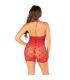 LEG AVENUE MINIVESTIDO DE REJILLA CON ESTAMPADOS DE CORAZONES ROJO TALLA aNICA