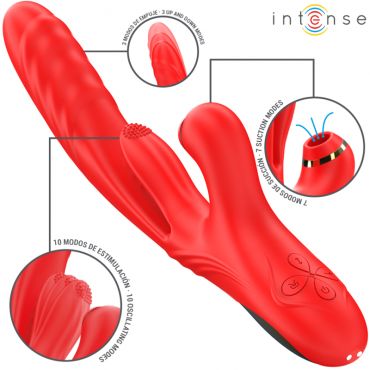 INTENSE KAROL VIBRADOR MULTIFUNCIaN EMPUJE ESTIMULACIaN SUCCIaN ROJO