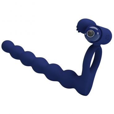 PRETTY LOVE AJMAL ANILLO VIBRADOR CON PLUG AZUL