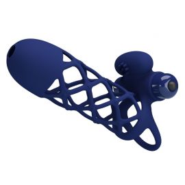 PRETTY LOVE GIANN ANILLO VIBRADOR CON FUNDA DE SILICONA AZUL