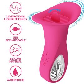 PRETTY LOVE CLYDE VIBRADOR ORAL LENGUA VIBRADORA 12 VIBRACIONES ROSA