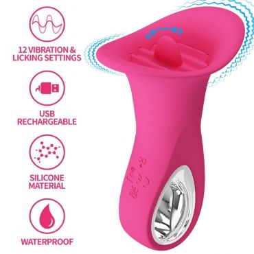 PRETTY LOVE CLYDE VIBRADOR ORAL LENGUA VIBRADORA 12 VIBRACIONES ROSA