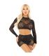 LEG AVENUE TOP FALDA DE REJILLA CON BRILLANTES NEGRO