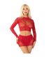 LEG AVENUE TOP FALDA DE REJILLA CON BRILLANTES ROJO