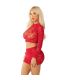 LEG AVENUE TOP FALDA DE REJILLA CON BRILLANTES ROJO