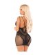 LEG AVENUE MINIVESTIDO DE REJILLA CON TIRANTES NEGRO