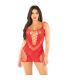 LEG AVENUE MINIVESTIDO DE REJILLA CON TIRANTES ROJO