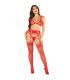 LEG AVENUE SUJETADOR TANGA MEDIAS DE REJILLA ROJO TALLA aNICA