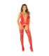 LEG AVENUE CAMISOLA MEDIAS TANGA DE REJILLA ROJO TALLA aNICA