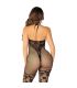 LEG AVENUE BODYSTOCKING DE REJILLA CON ESTAMPADO DE FLORES NEGRO TALLA aNICA