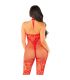 LEG AVENUE BODYSTOCKING DE REJILLA CON ESTAMPADO DE FLORES ROJO TALLA aNICA