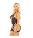 LEG AVENUE BODY CON LIGUEROS TANGA DE REJILLA NEGRO TALLA aNICA