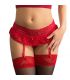 QUEEN LINGERIE LIGUERO Y TANGA DISEaO FLORAL ROJO L XL